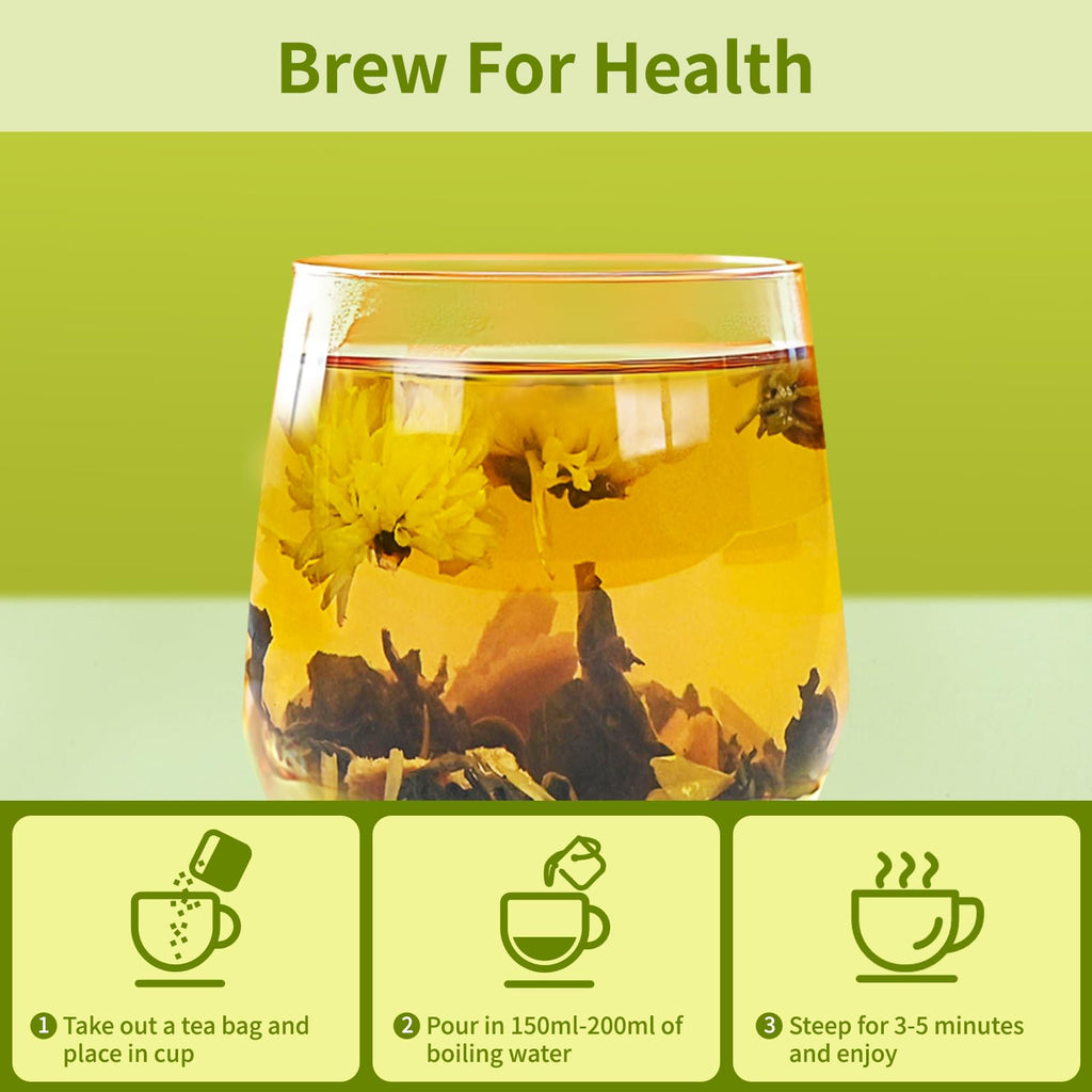 Ginseng Five Treasures Kidney Tea, Traditional Chinese Herbal TeaBags, Natural Kidney Cleanse Detox Tea for Women & Men, 7 Precious Ingredients Formula(1 Pack/25 Bags)
