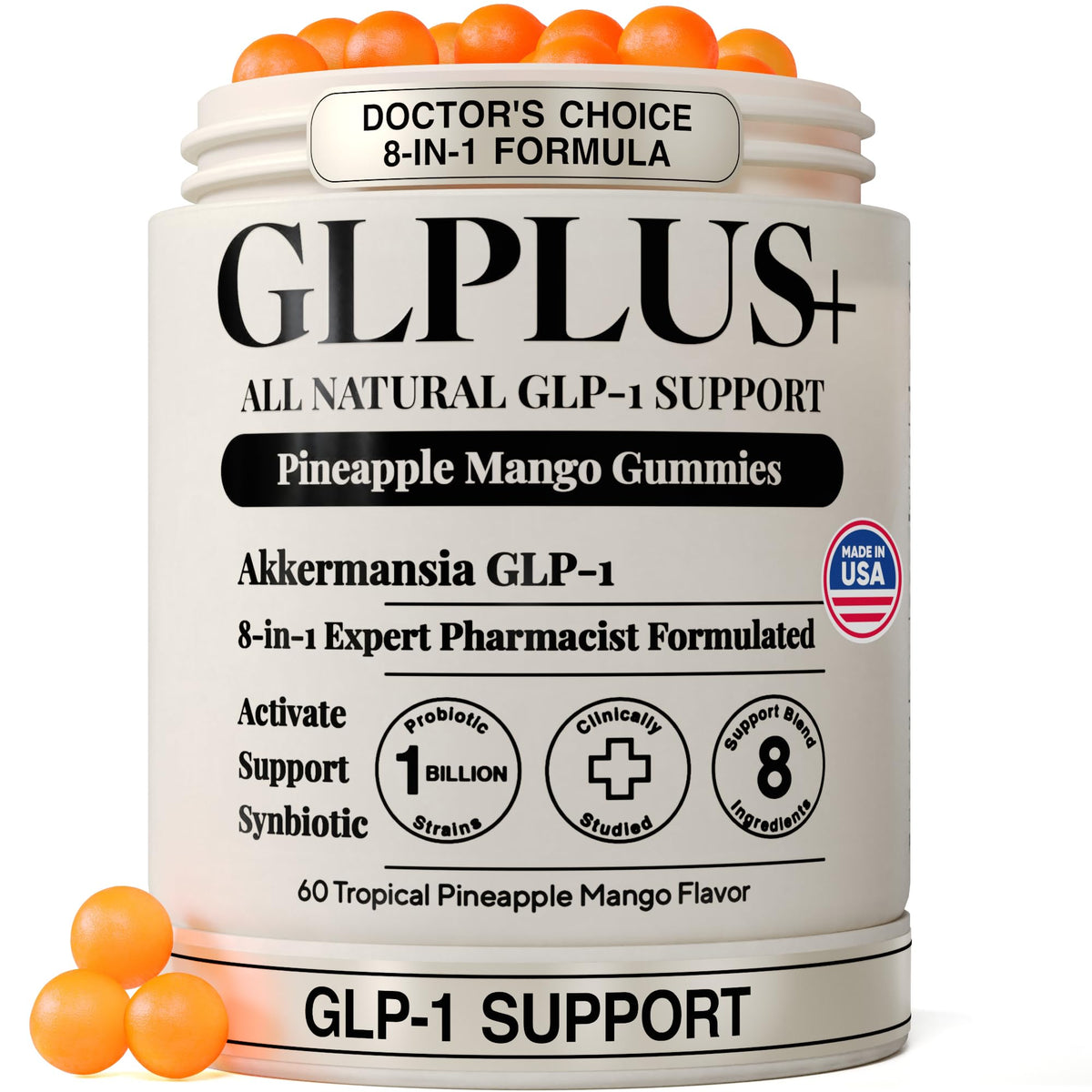 GLP-1 Support Supplement for Nausea, Bloating & Gut Health – Synbiotic Pre, Pro & Postbiotic for Women & Men, GLP-1 Users – Pharmacist Formulated, 20-in-1 (60 Capsules)