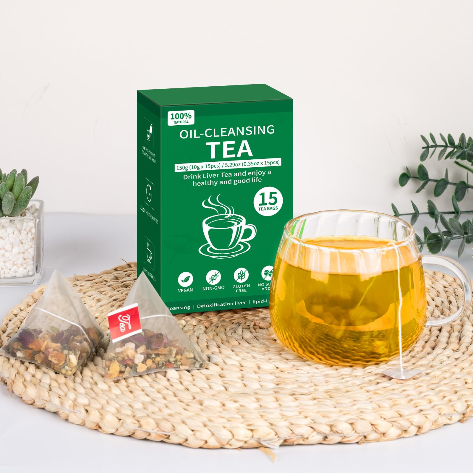 Ginseng Five Treasures Kidney Tea, Traditional Chinese Herbal TeaBags, Natural Kidney Cleanse Detox Tea for Women & Men, 7 Precious Ingredients Formula(1 Pack/25 Bags)