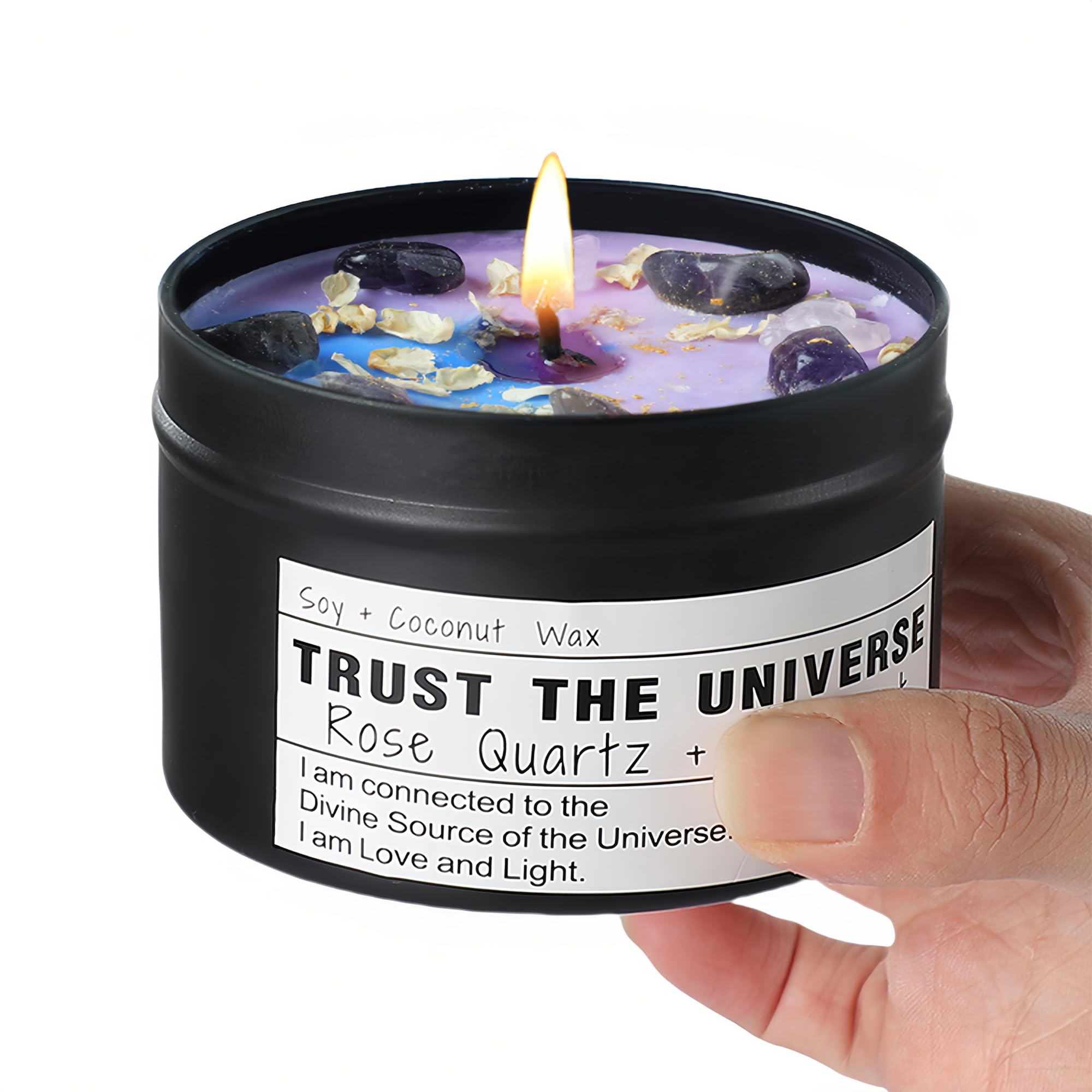 Obsidian Crystal Energy Candle, Good Aura Health Protection, Baltic Amber Chakra Magic Self-Care, Emotional Support, Encouragement and Affirmation Gift.(HEAL)