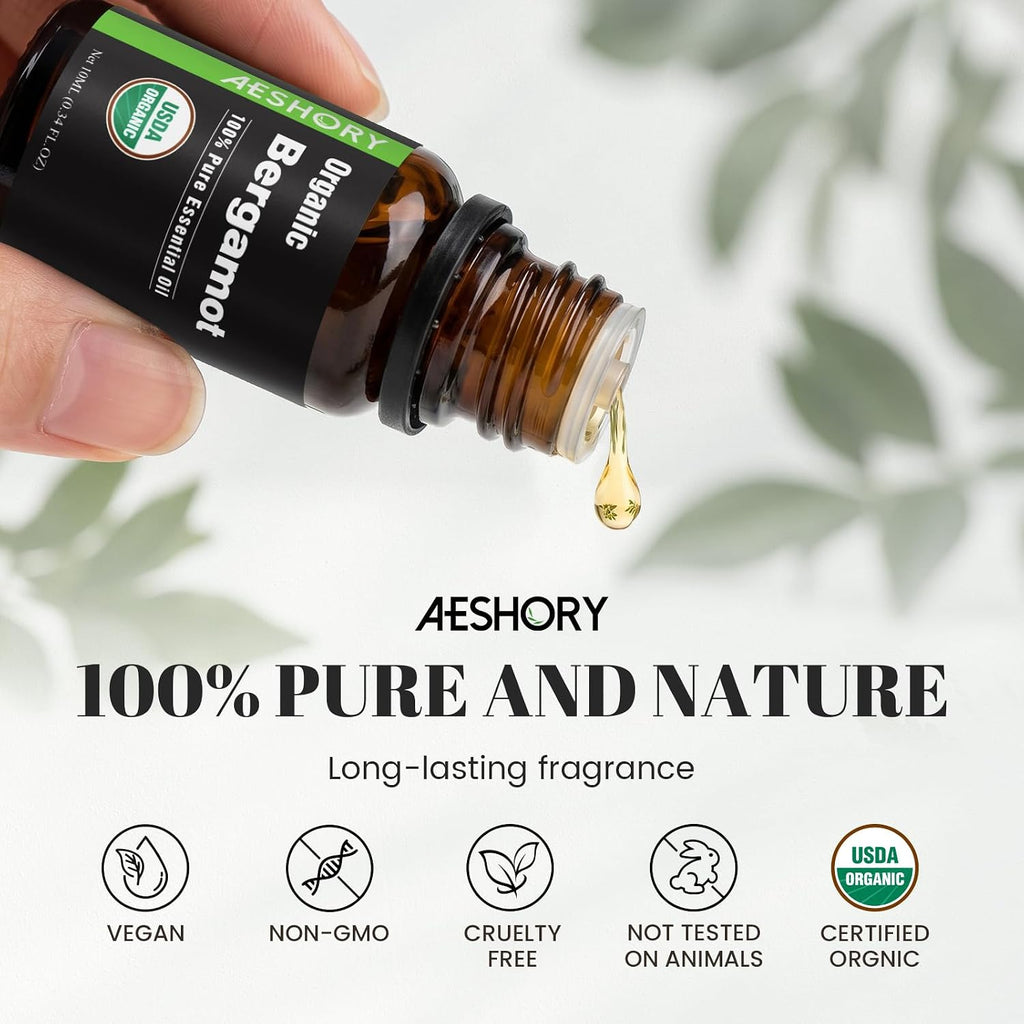 Organic Essential Oils Gift Set, Top 10x10ML-100% Pure Natural Aromatherapy for Diffusers, Humidifiers, Candle Making, Peppermint, Tea Tree, Lavender, Frankincense, Lemongrass, Eucalyptus & More