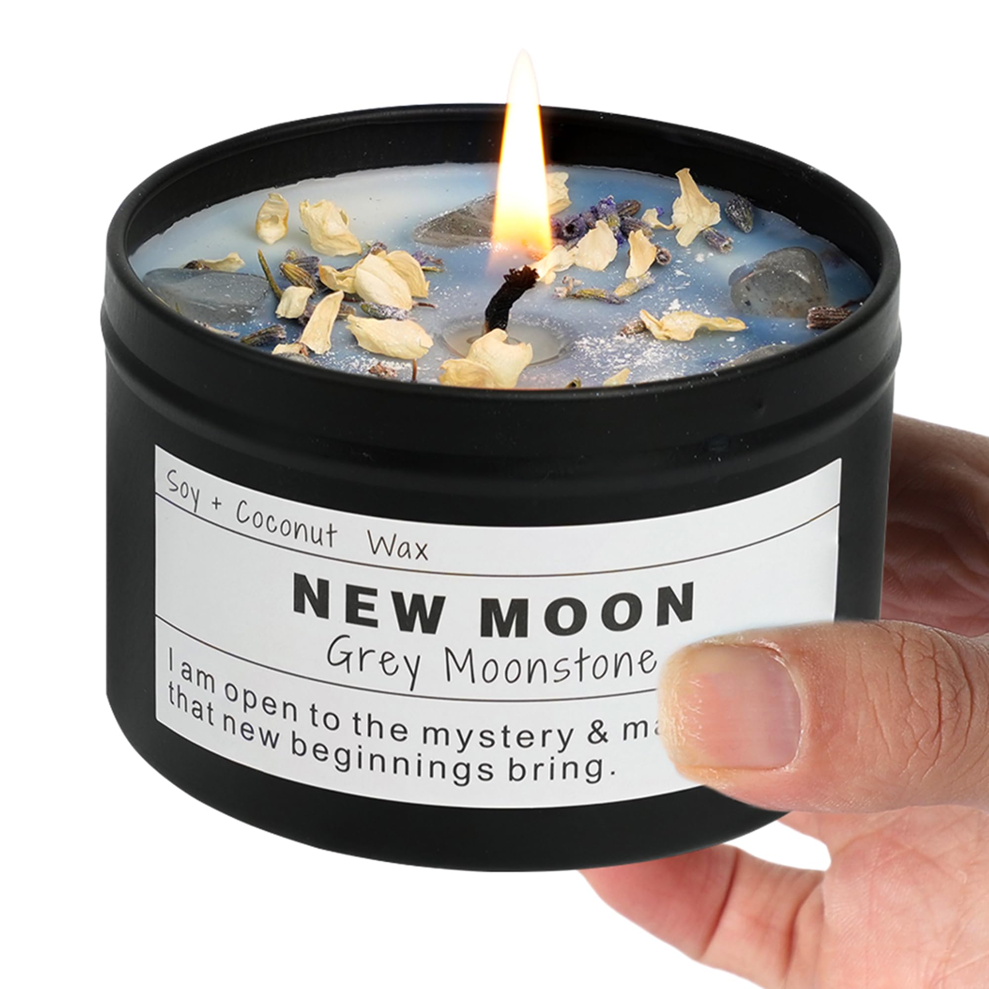 Obsidian Crystal Energy Candle, Good Aura Health Protection, Baltic Amber Chakra Magic Self-Care, Emotional Support, Encouragement and Affirmation Gift.(HEAL)