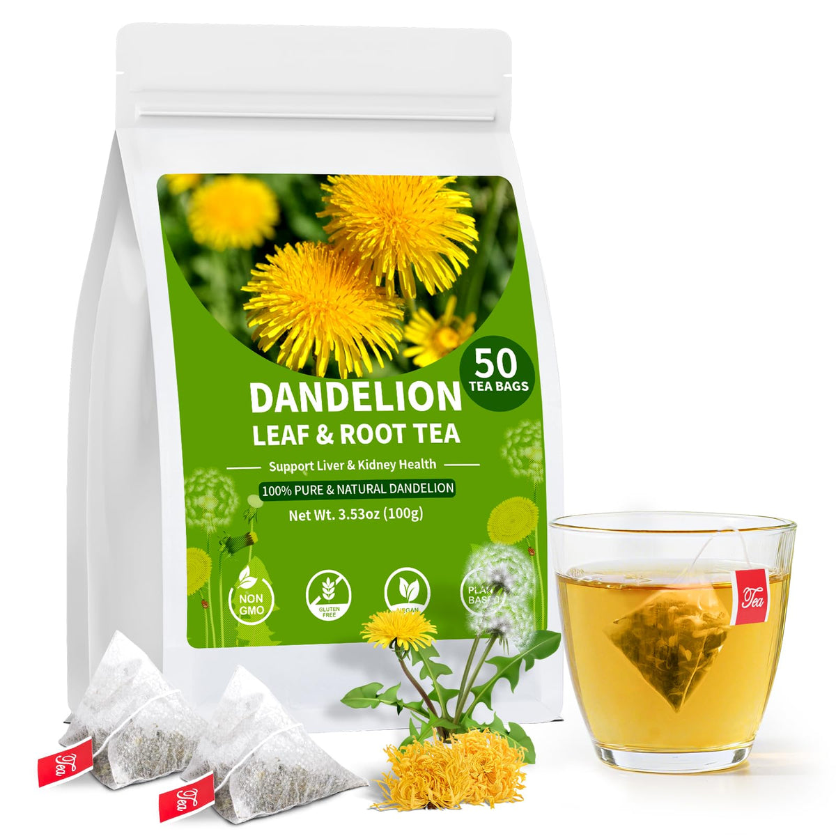 Ginseng Five Treasures Kidney Tea, Traditional Chinese Herbal TeaBags, Natural Kidney Cleanse Detox Tea for Women & Men, 7 Precious Ingredients Formula(1 Pack/25 Bags)