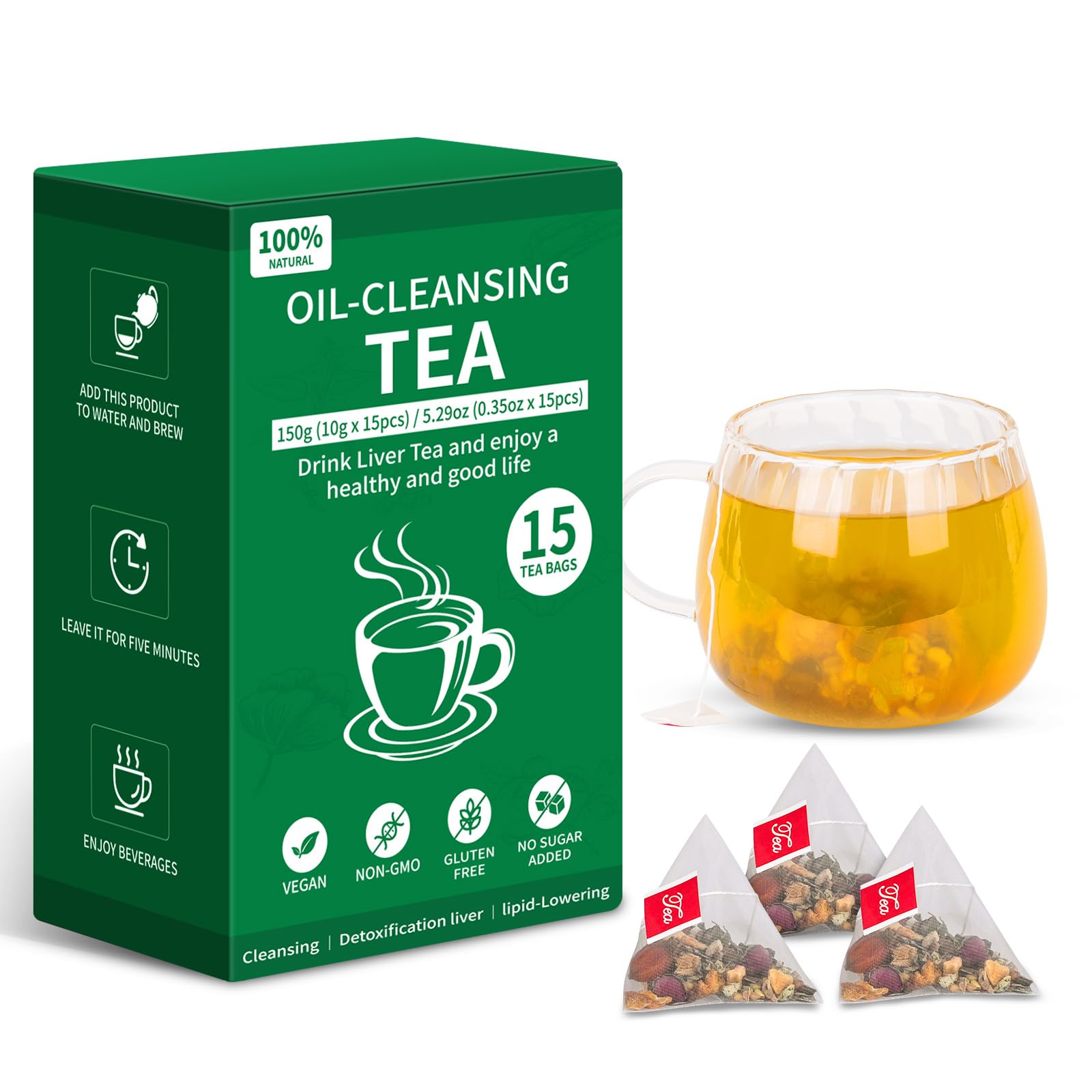 Ginseng Five Treasures Kidney Tea, Traditional Chinese Herbal TeaBags, Natural Kidney Cleanse Detox Tea for Women & Men, 7 Precious Ingredients Formula(1 Pack/25 Bags)