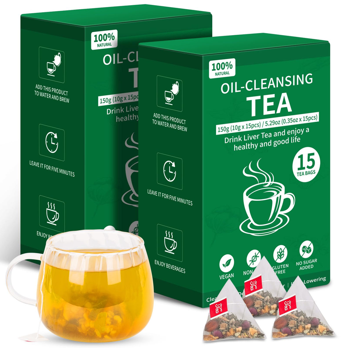 Ginseng Five Treasures Kidney Tea, Traditional Chinese Herbal TeaBags, Natural Kidney Cleanse Detox Tea for Women & Men, 7 Precious Ingredients Formula(1 Pack/25 Bags)