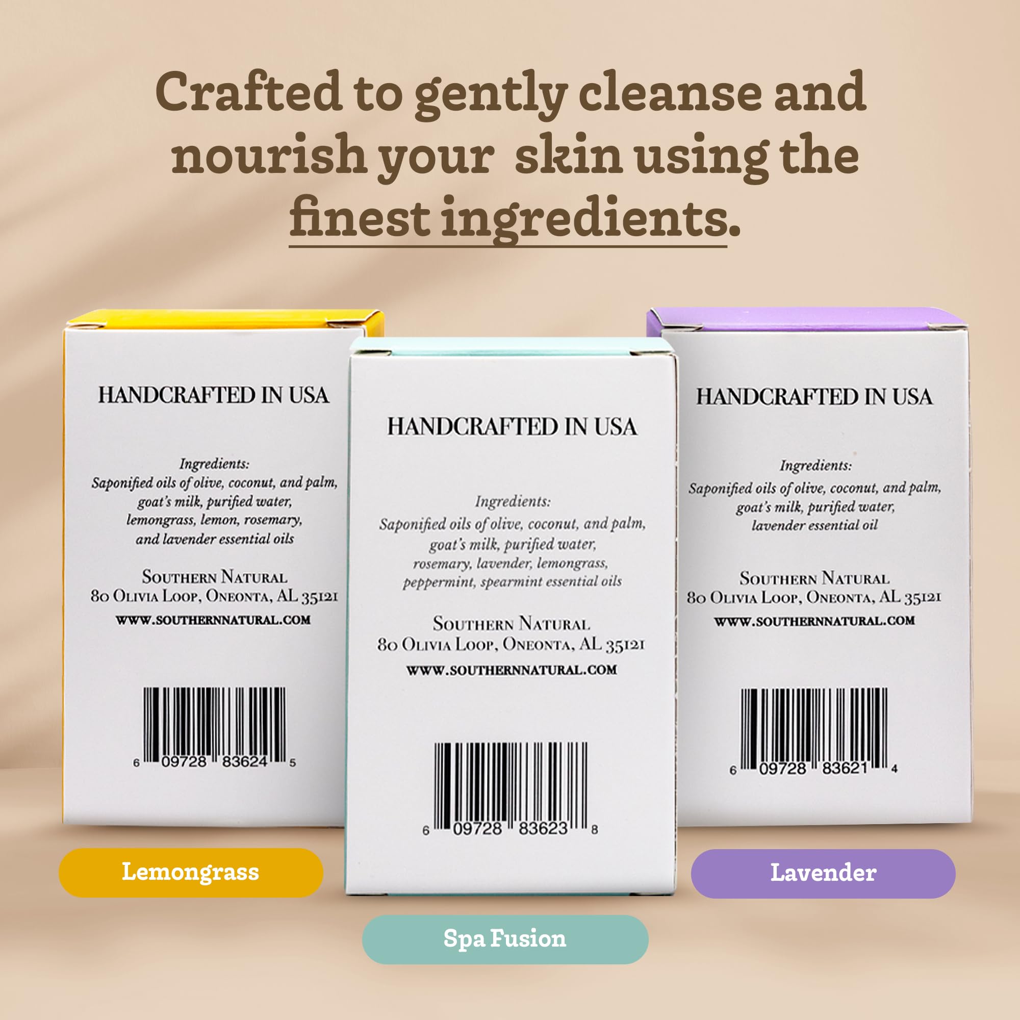 Southern Natural Goat Milk Soap Bar - Oatmeal Milk & Honey 3 Pack - For Dry Sensitive Skin. Natural, Handmade Soap For Men, Women, Kids, Face & Body
