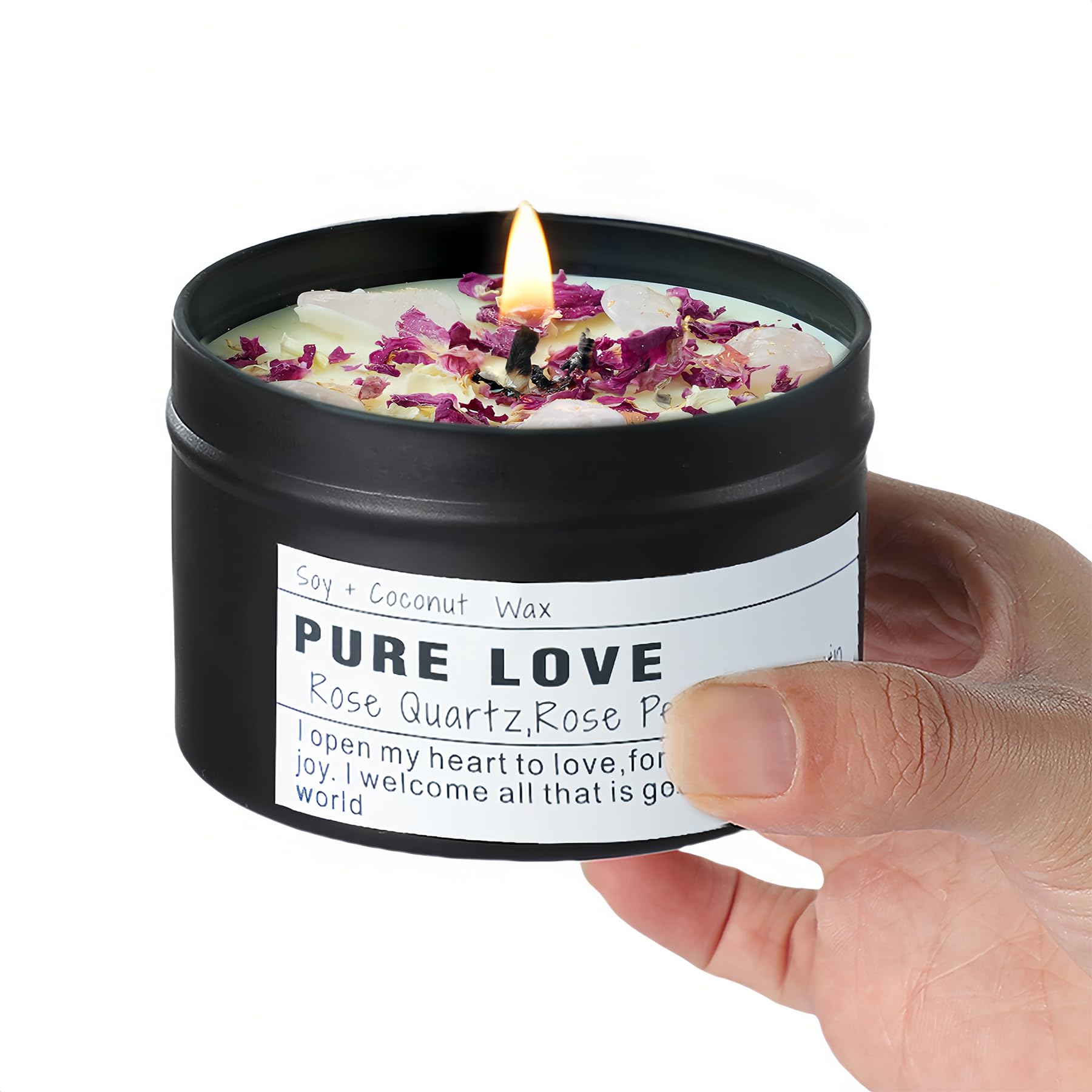 Obsidian Crystal Energy Candle, Good Aura Health Protection, Baltic Amber Chakra Magic Self-Care, Emotional Support, Encouragement and Affirmation Gift.(HEAL)