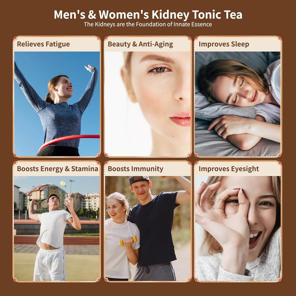 Ginseng Five Treasures Kidney Tea, Traditional Chinese Herbal TeaBags, Natural Kidney Cleanse Detox Tea for Women & Men, 7 Precious Ingredients Formula(1 Pack/25 Bags)