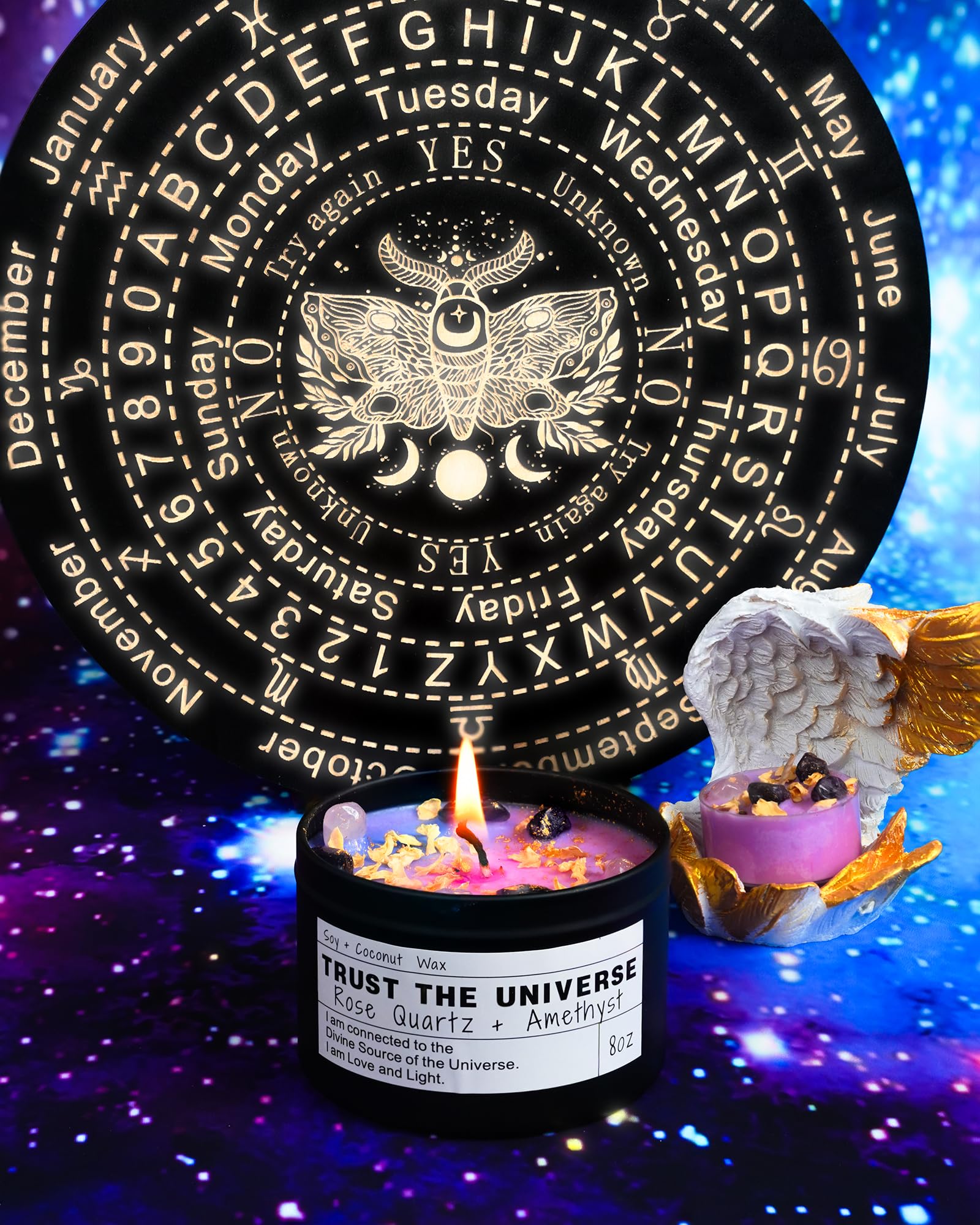 Obsidian Crystal Energy Candle, Good Aura Health Protection, Baltic Amber Chakra Magic Self-Care, Emotional Support, Encouragement and Affirmation Gift.(HEAL)
