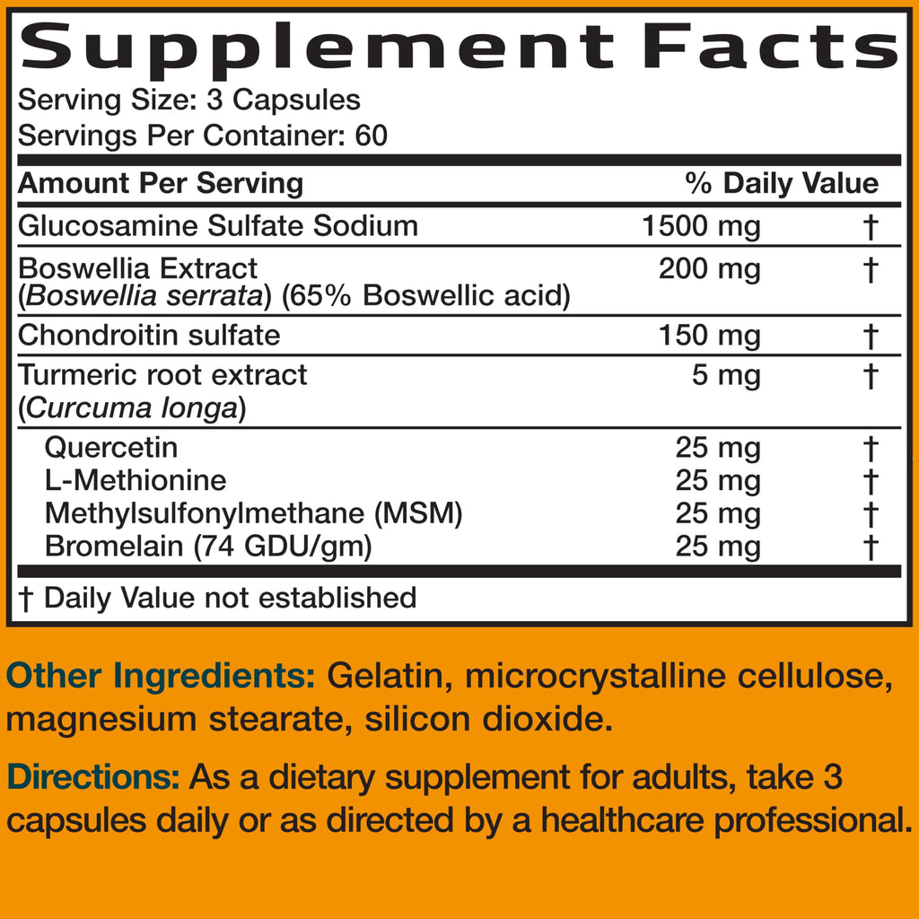 Bronson Glucosamine Chondroitin Turmeric & MSM Advanced Joint & Cartilage Formula, Supports Healthy Joints, Mobility & Cartilage - Non-GMO, 90 Capsules