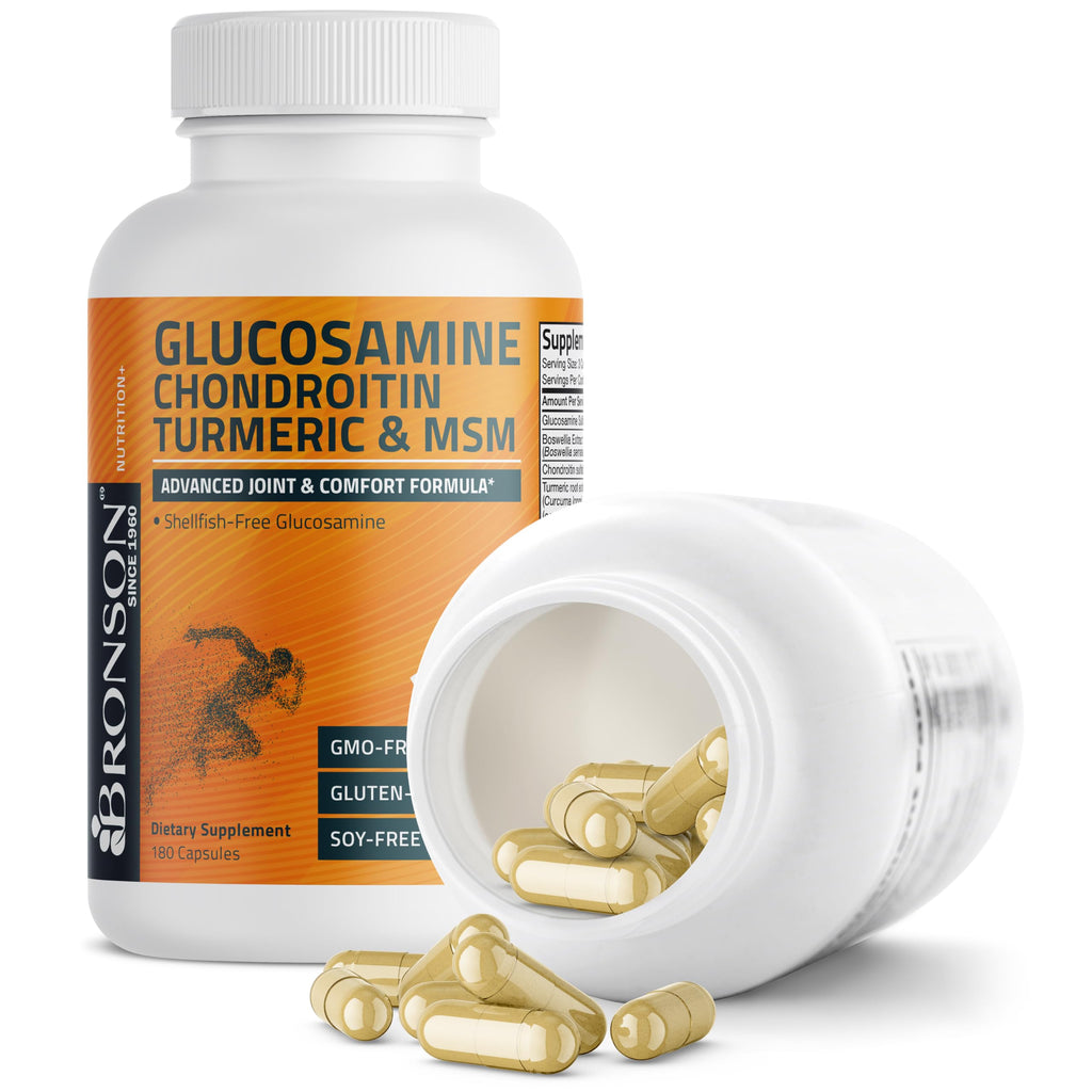 Bronson Glucosamine Chondroitin Turmeric & MSM Advanced Joint & Cartilage Formula, Supports Healthy Joints, Mobility & Cartilage - Non-GMO, 90 Capsules