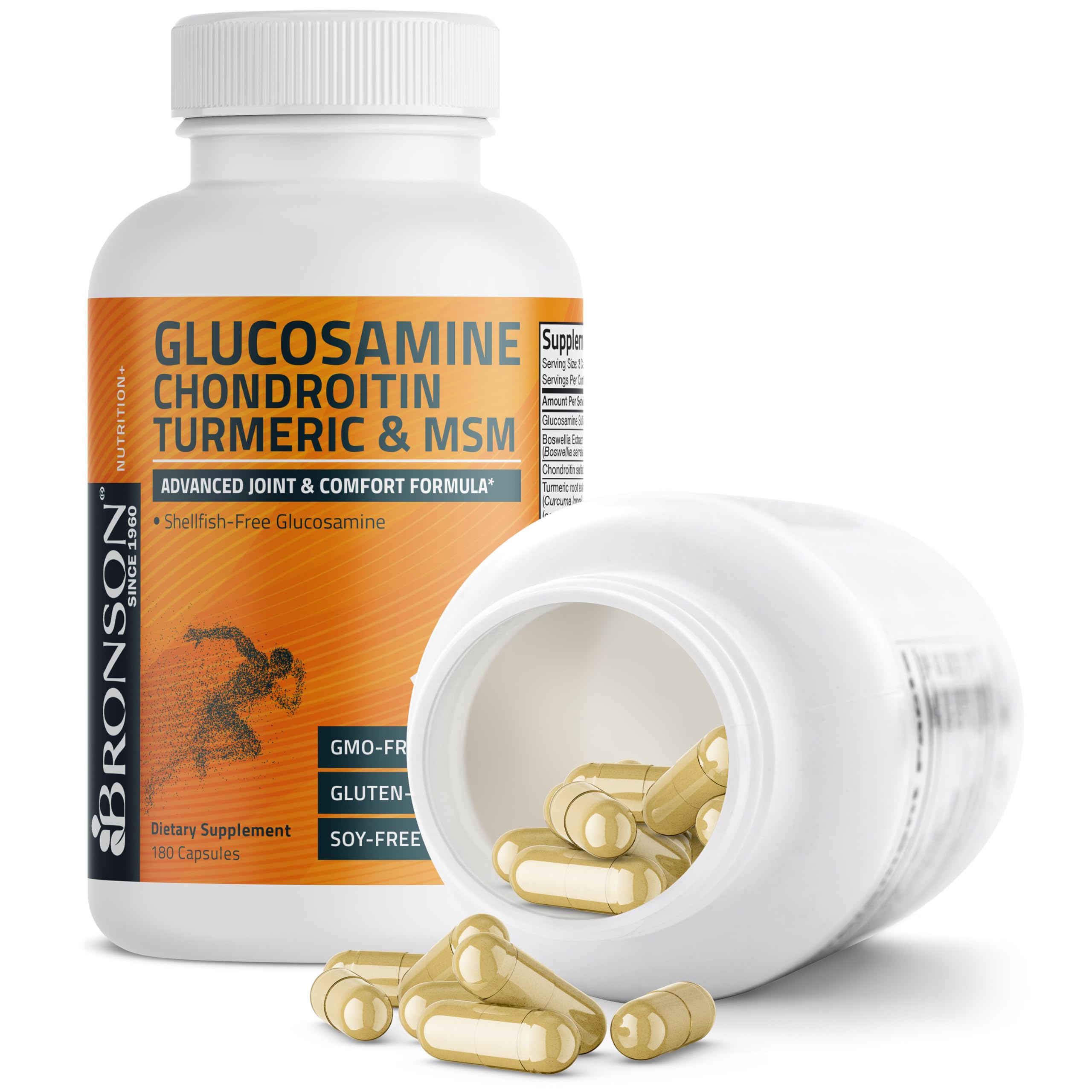 Bronson Glucosamine Chondroitin Turmeric & MSM Advanced Joint & Cartilage Formula, Supports Healthy Joints, Mobility & Cartilage - Non-GMO, 90 Capsules