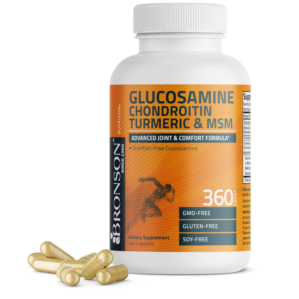 Bronson Glucosamine Chondroitin Turmeric & MSM Advanced Joint & Cartilage Formula, Supports Healthy Joints, Mobility & Cartilage - Non-GMO, 90 Capsules