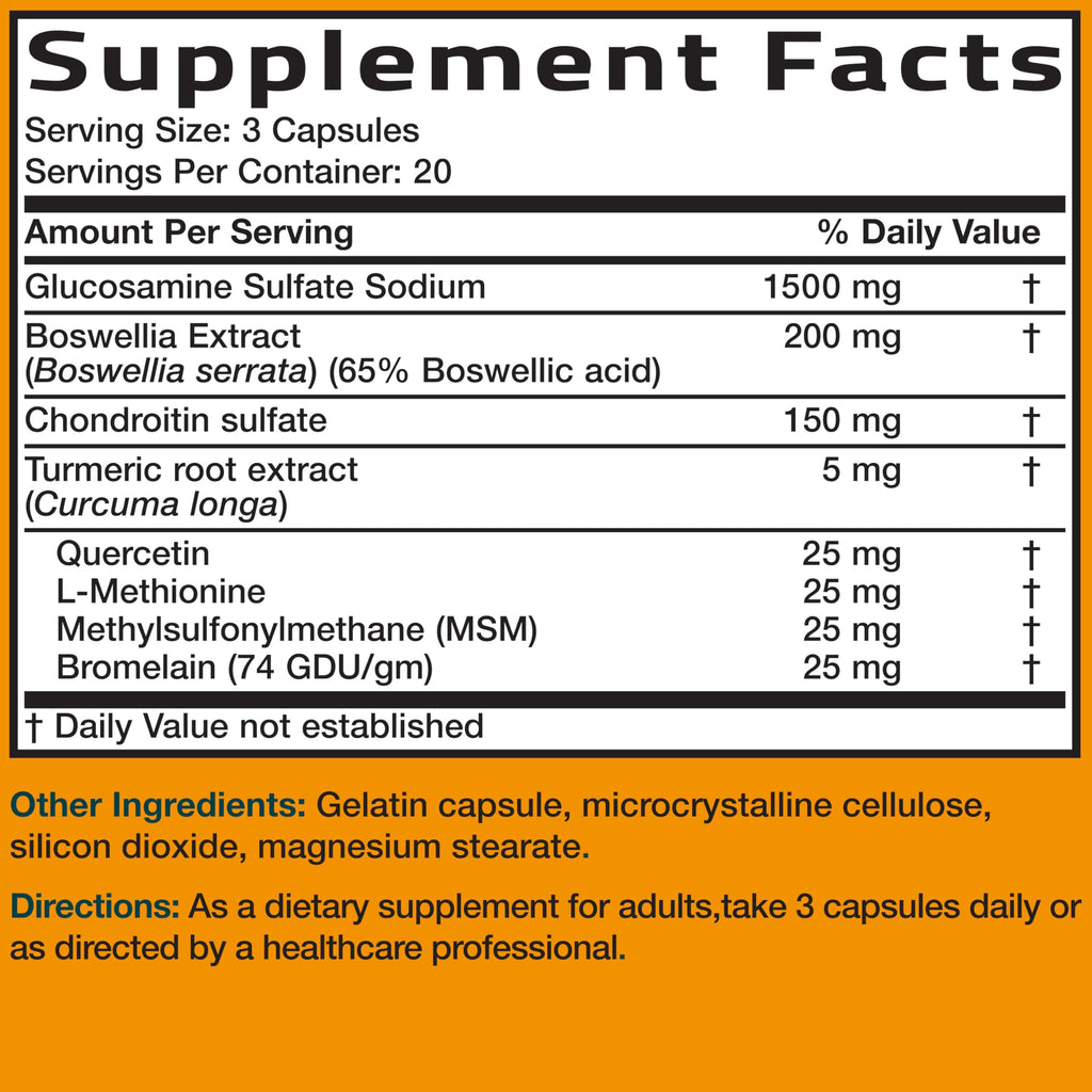 Bronson Glucosamine Chondroitin Turmeric & MSM Advanced Joint & Cartilage Formula, Supports Healthy Joints, Mobility & Cartilage - Non-GMO, 90 Capsules