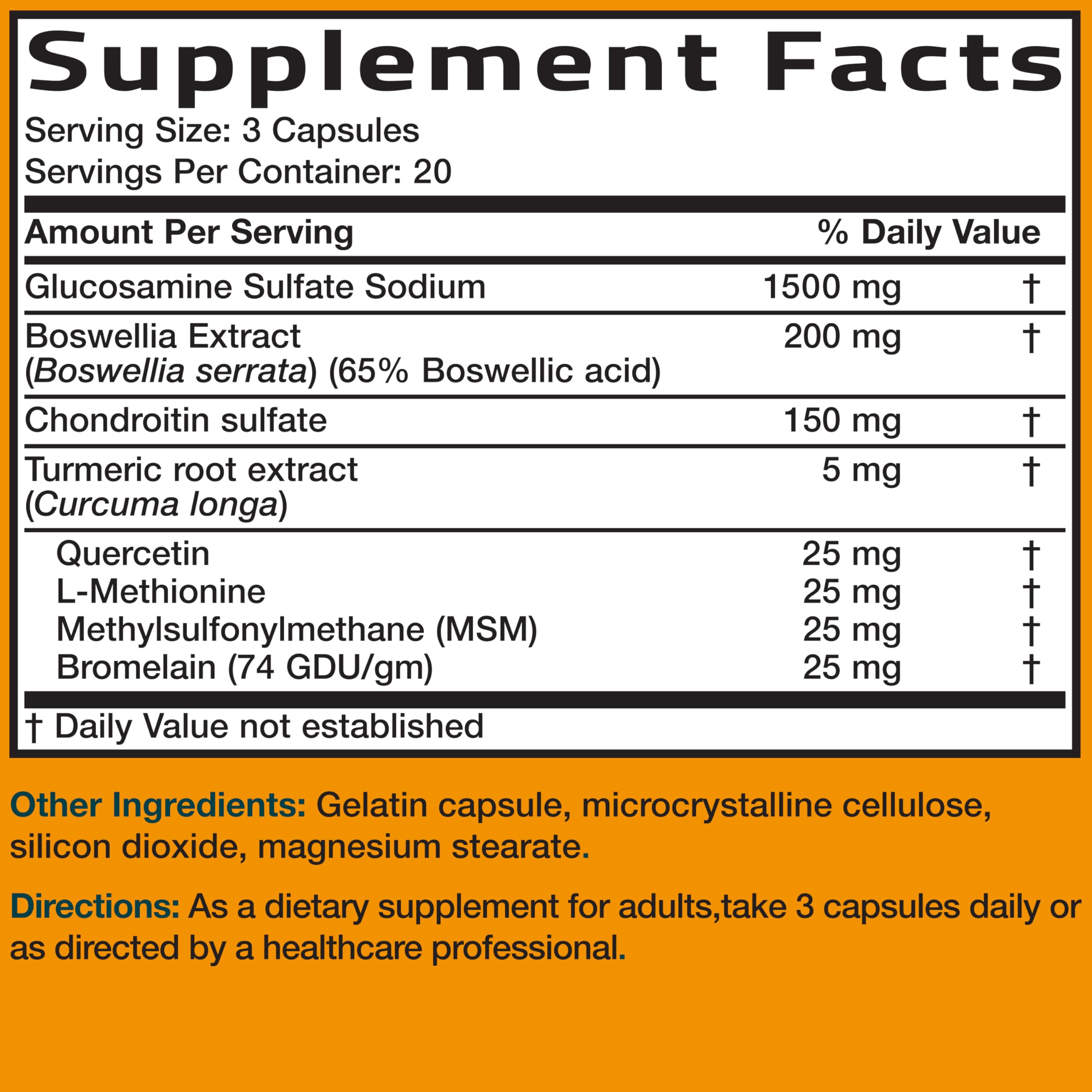 Bronson Glucosamine Chondroitin Turmeric & MSM Advanced Joint & Cartilage Formula, Supports Healthy Joints, Mobility & Cartilage - Non-GMO, 90 Capsules