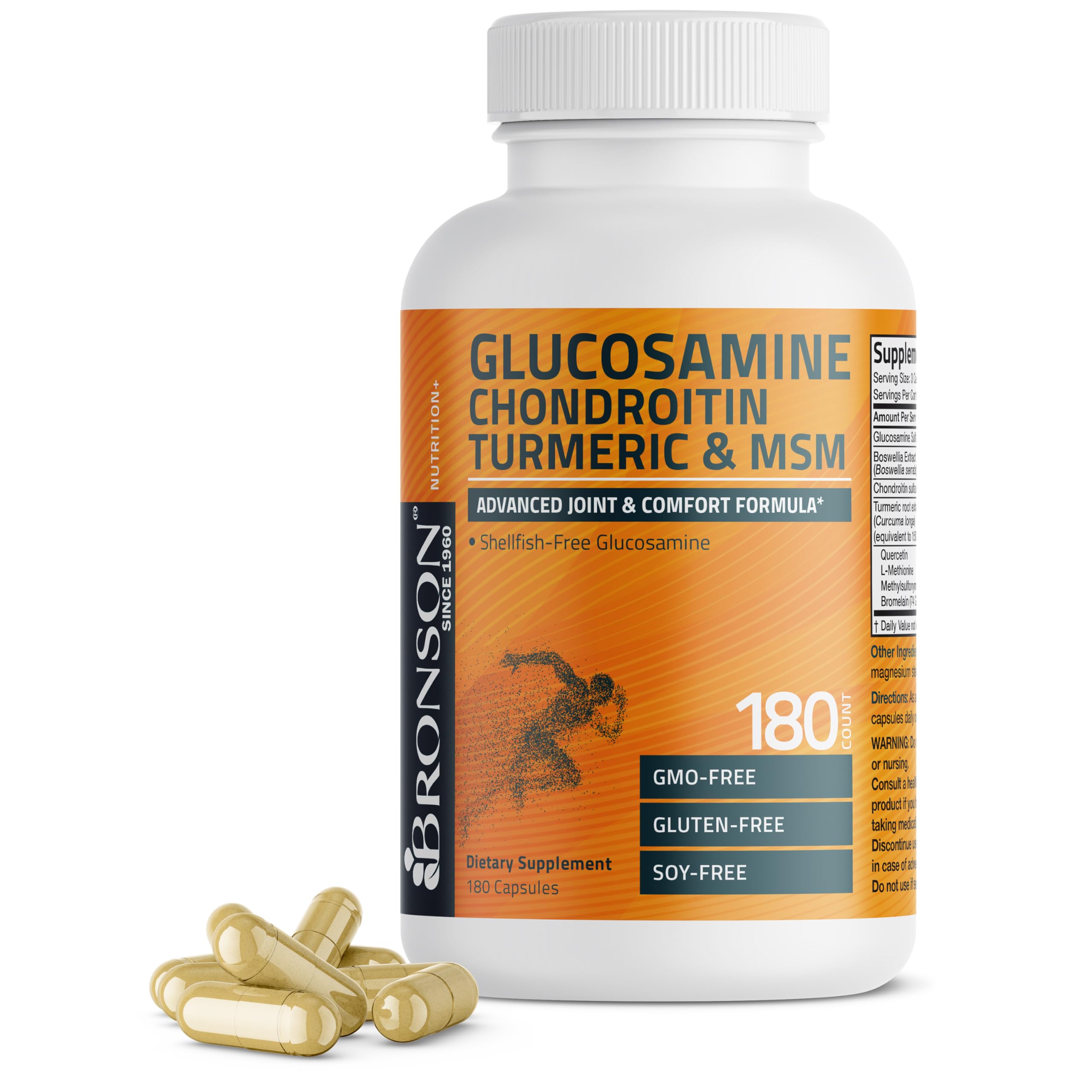 Bronson Glucosamine Chondroitin Turmeric & MSM Advanced Joint & Cartilage Formula, Supports Healthy Joints, Mobility & Cartilage - Non-GMO, 90 Capsules