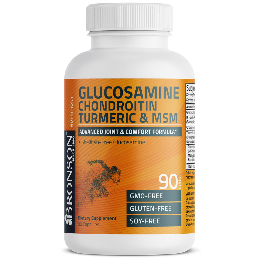 Bronson Glucosamine Chondroitin Turmeric & MSM Advanced Joint & Cartilage Formula, Supports Healthy Joints, Mobility & Cartilage - Non-GMO, 90 Capsules