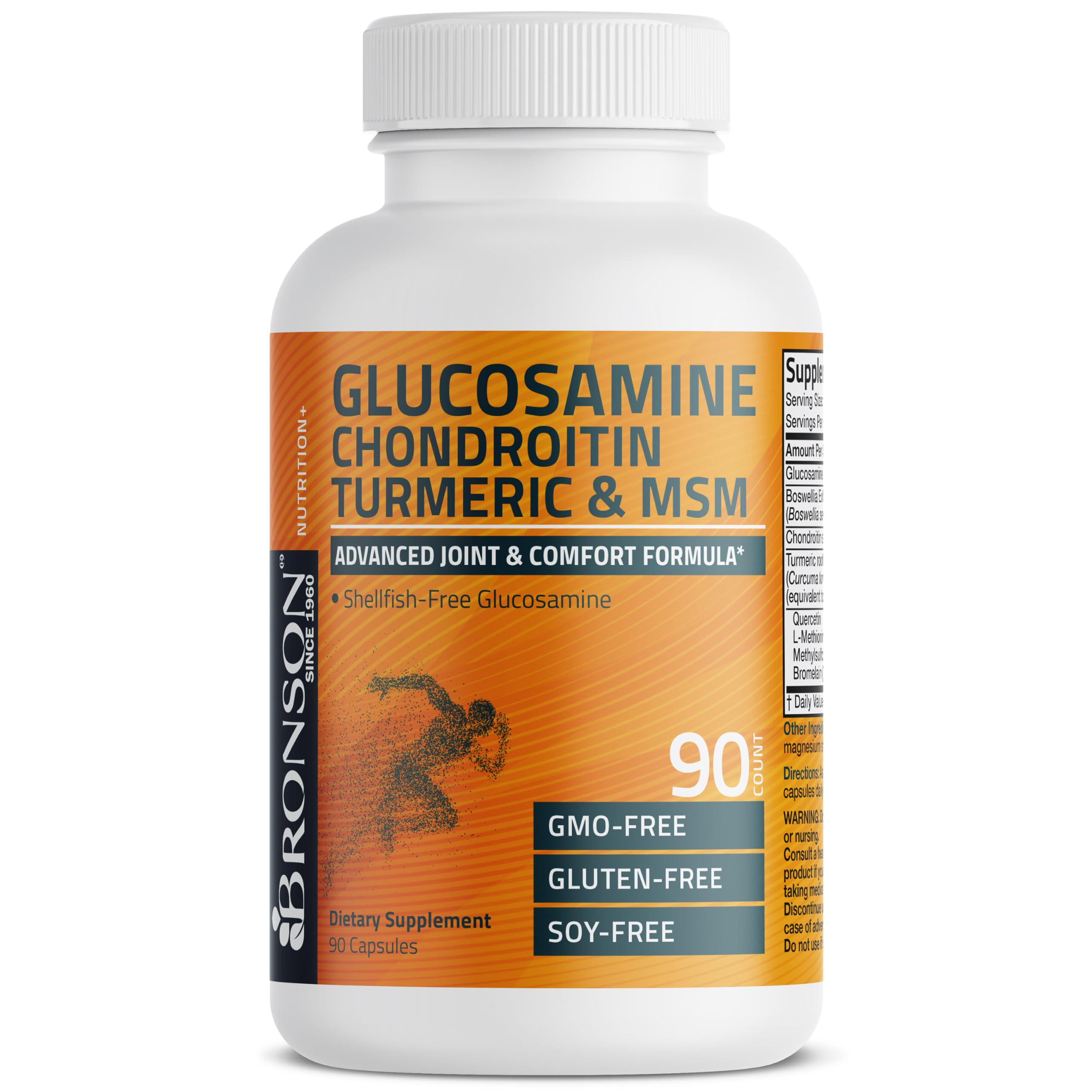 Bronson Glucosamine Chondroitin Turmeric & MSM Advanced Joint & Cartilage Formula, Supports Healthy Joints, Mobility & Cartilage - Non-GMO, 90 Capsules