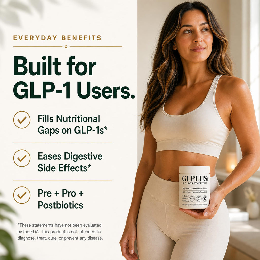 GLP-1 Support Supplement for Nausea, Bloating & Gut Health – Synbiotic Pre, Pro & Postbiotic for Women & Men, GLP-1 Users – Pharmacist Formulated, 20-in-1 (60 Capsules)