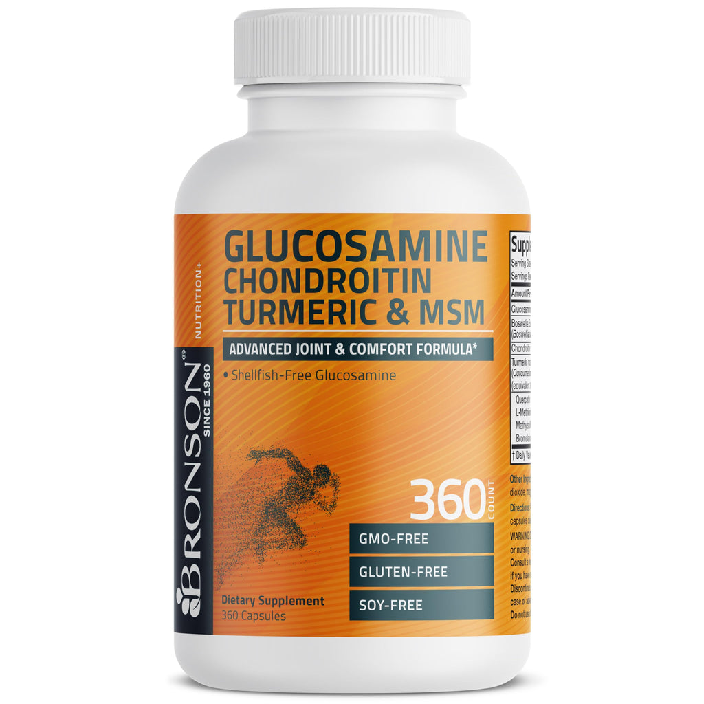 Bronson Glucosamine Chondroitin Turmeric & MSM Advanced Joint & Cartilage Formula, Supports Healthy Joints, Mobility & Cartilage - Non-GMO, 90 Capsules