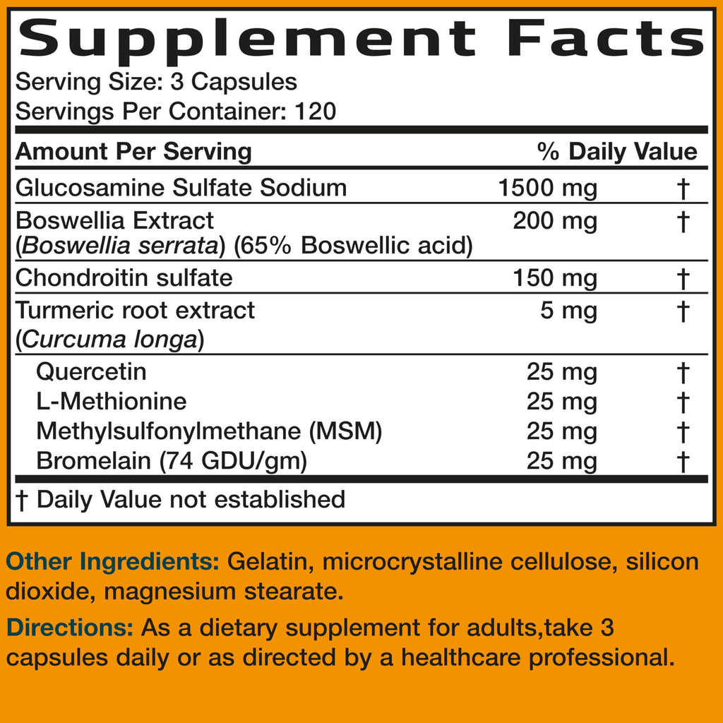 Bronson Glucosamine Chondroitin Turmeric & MSM Advanced Joint & Cartilage Formula, Supports Healthy Joints, Mobility & Cartilage - Non-GMO, 90 Capsules