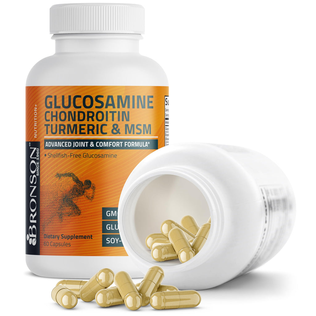 Bronson Glucosamine Chondroitin Turmeric & MSM Advanced Joint & Cartilage Formula, Supports Healthy Joints, Mobility & Cartilage - Non-GMO, 90 Capsules