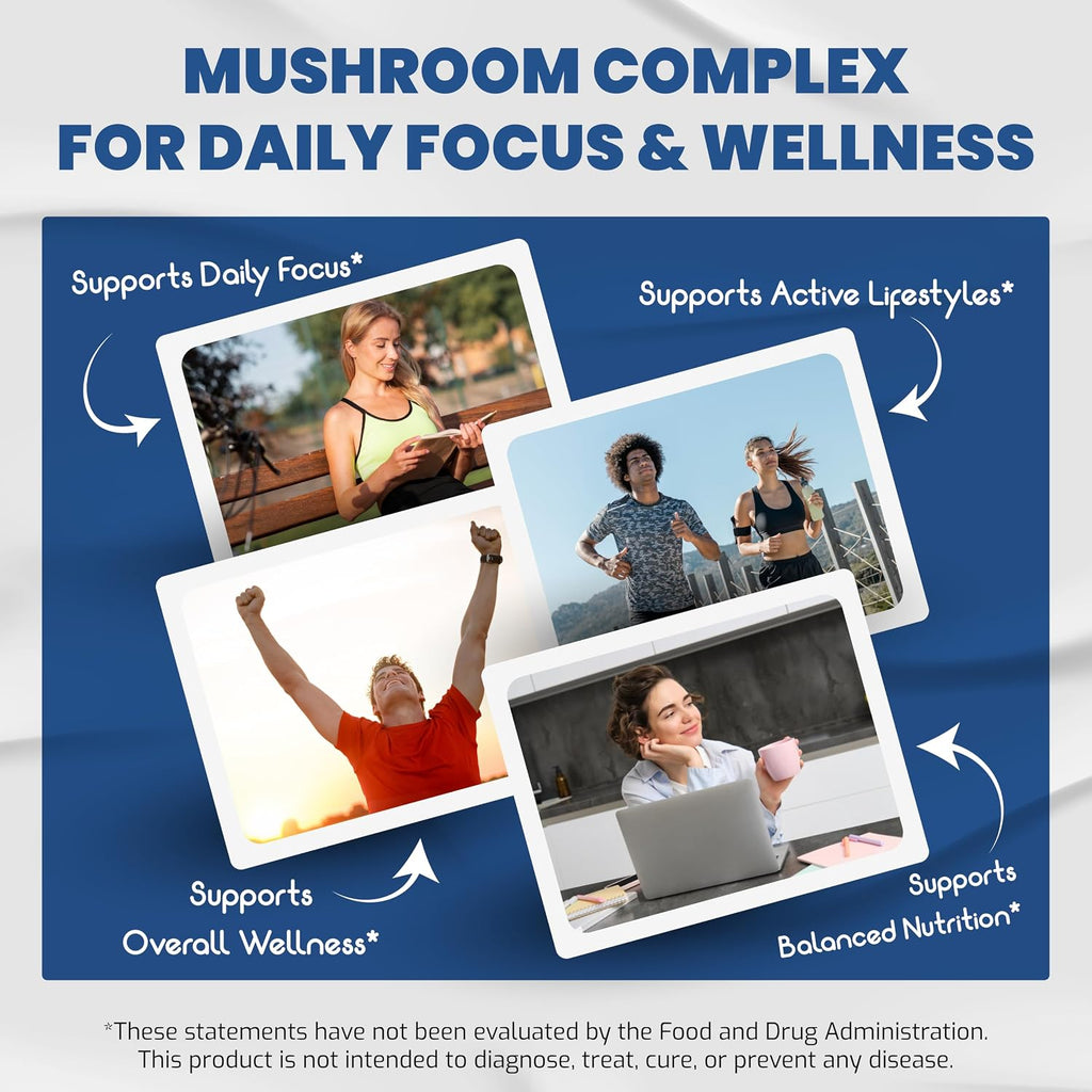 Vegatot Mushroom Complex Supplement, 10-in-1 Blend with Lion's Mane, Cordyceps, Reishi, Turkey Tail, Chaga, Maitake & Shiitake, Cognitive & Immune Wellness Support*, 150 Capsules, Non-GMO