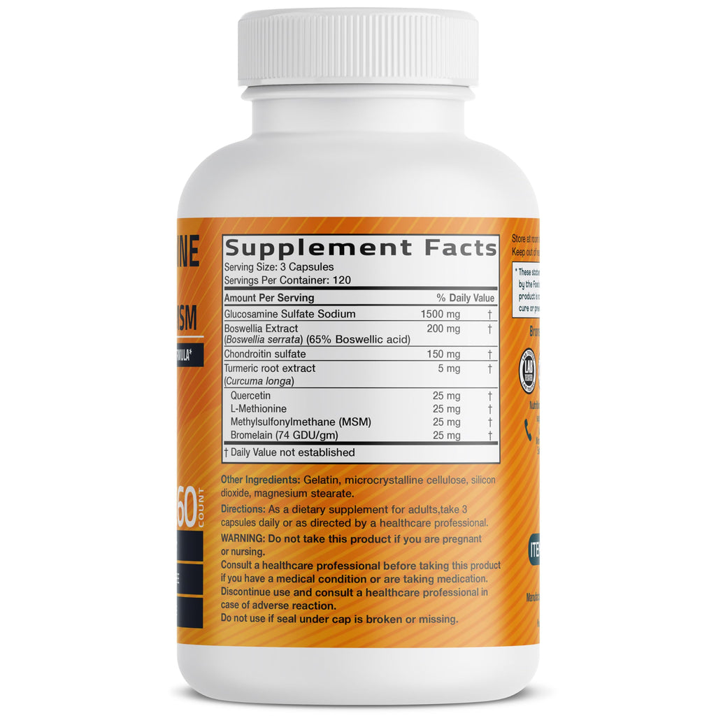 Bronson Glucosamine Chondroitin Turmeric & MSM Advanced Joint & Cartilage Formula, Supports Healthy Joints, Mobility & Cartilage - Non-GMO, 90 Capsules