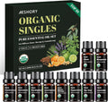 Organic Essential Oils Gift Set, Top 10x10ML-100% Pure Natural Aromatherapy for Diffusers, Humidifiers, Candle Making, Peppermint, Tea Tree, Lavender, Frankincense, Lemongrass, Eucalyptus & More