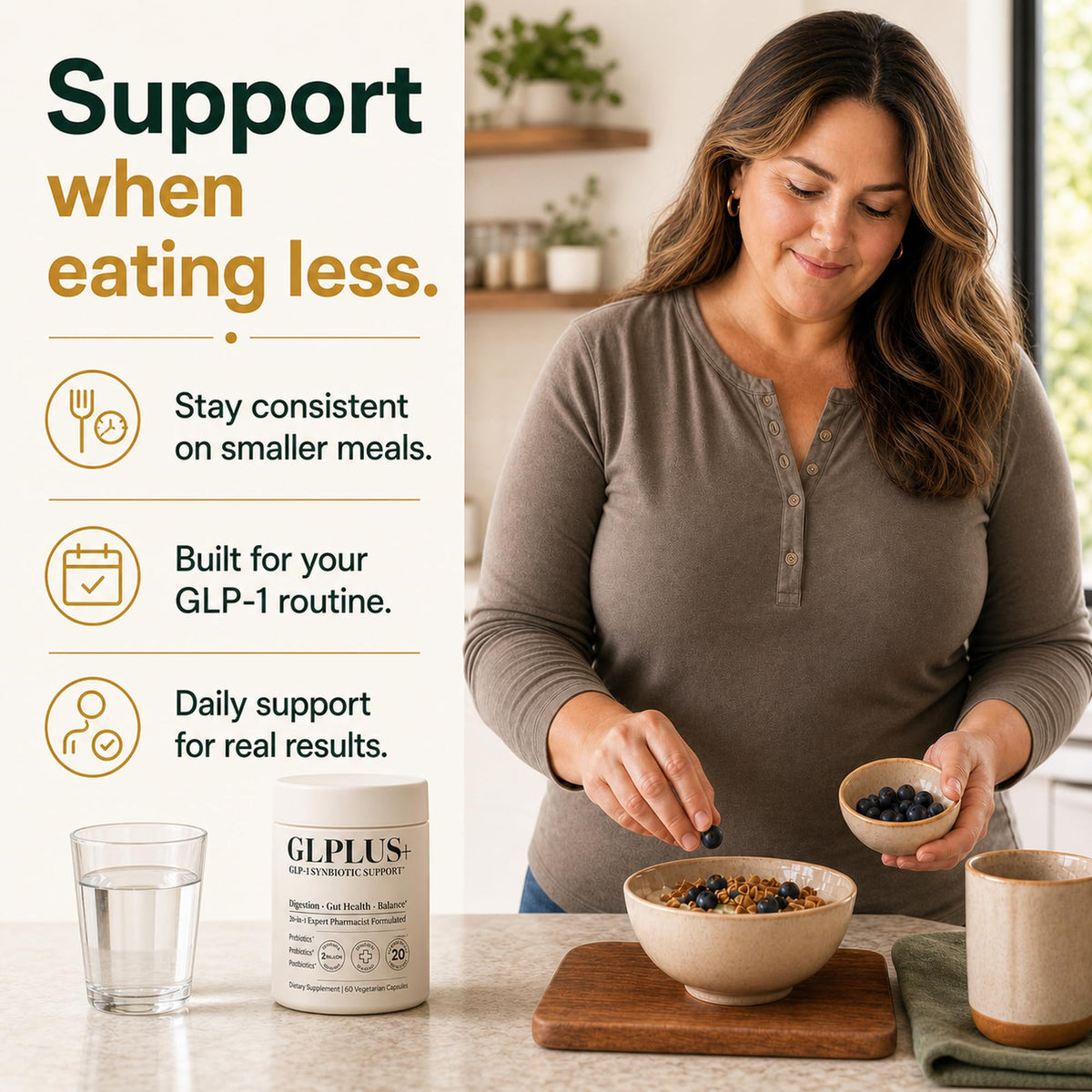 GLP-1 Support Supplement for Nausea, Bloating & Gut Health – Synbiotic Pre, Pro & Postbiotic for Women & Men, GLP-1 Users – Pharmacist Formulated, 20-in-1 (60 Capsules)