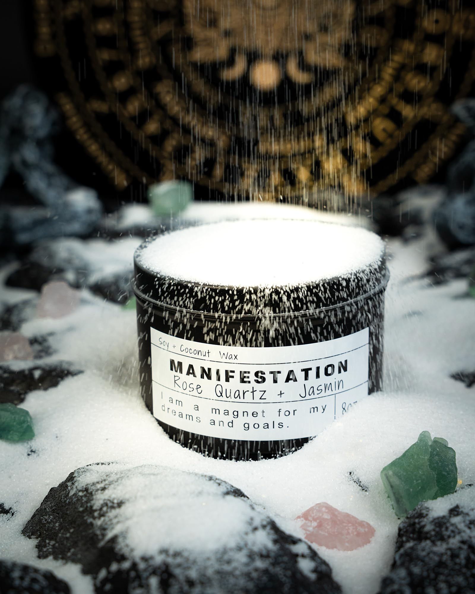 Obsidian Crystal Energy Candle, Good Aura Health Protection, Baltic Amber Chakra Magic Self-Care, Emotional Support, Encouragement and Affirmation Gift.(HEAL)